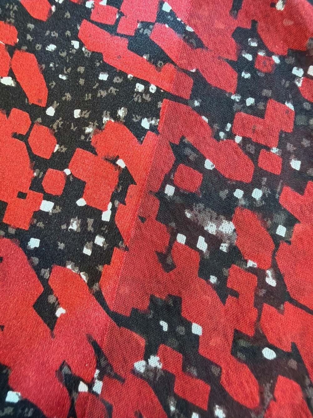 Vintage Dior Silk Scarf Wrap Red Black Abstract Print 62” x 20” - Picture 4 of 6